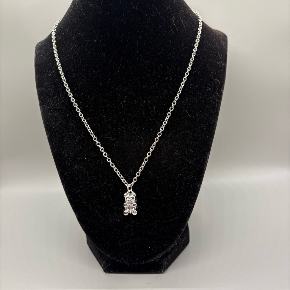 Hand Crafted Silver Bear Pendant Necklace